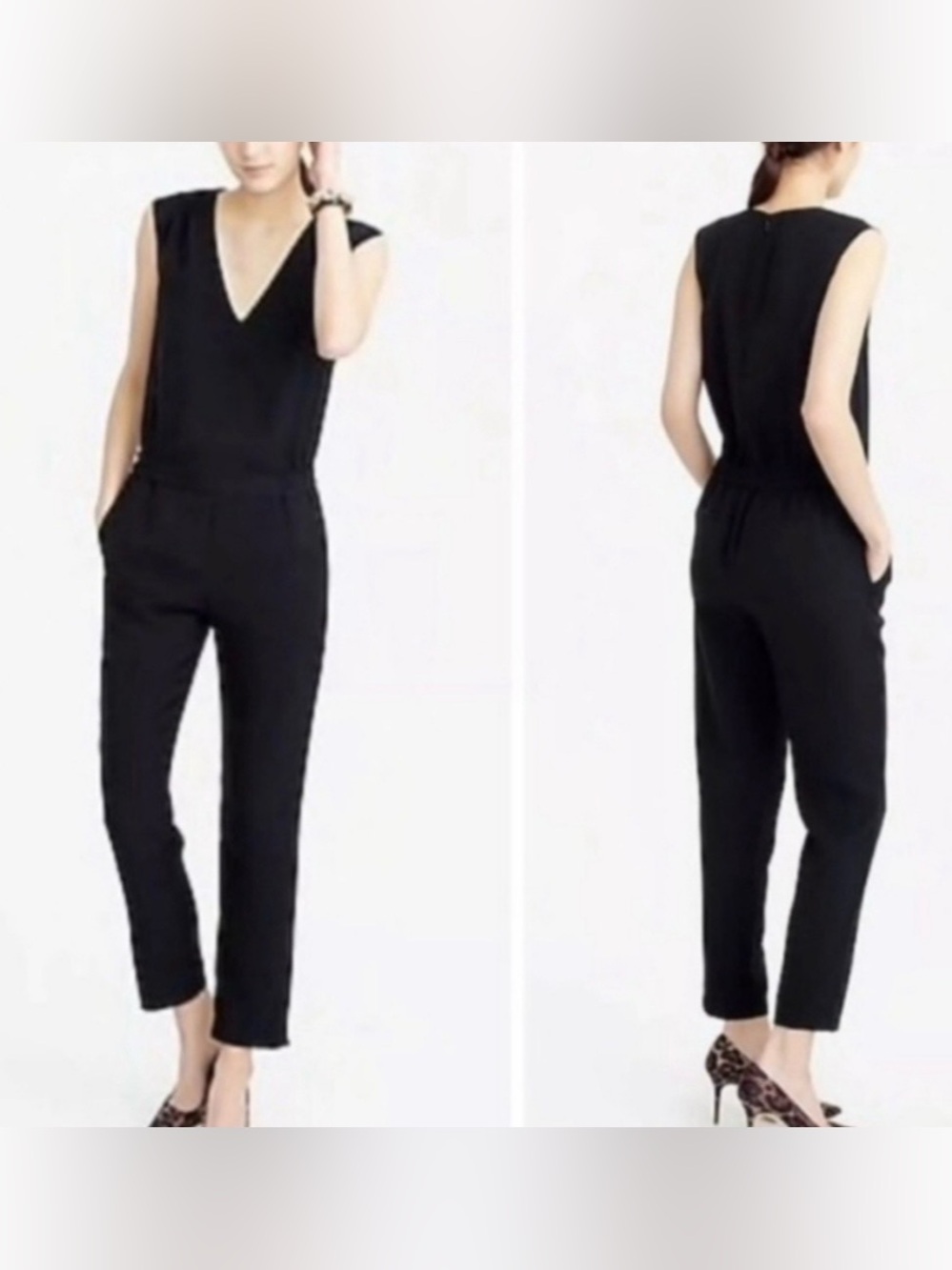 J.Crew Drapey Oxford Crepe Jumpsuit in black size 8